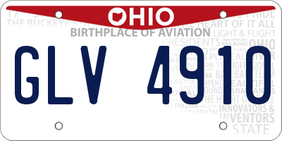 OH license plate GLV4910