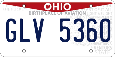 OH license plate GLV5360