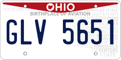 OH license plate GLV5651
