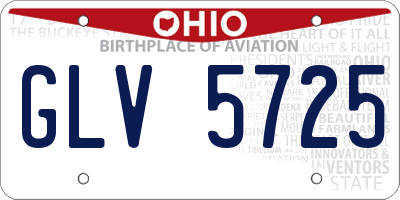 OH license plate GLV5725
