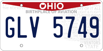 OH license plate GLV5749