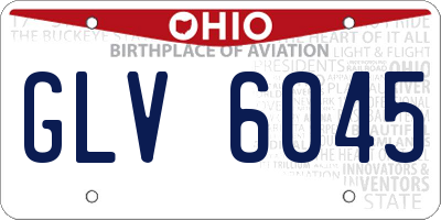 OH license plate GLV6045