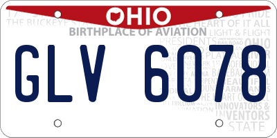 OH license plate GLV6078