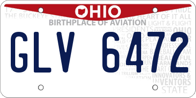 OH license plate GLV6472