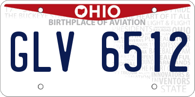 OH license plate GLV6512