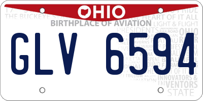 OH license plate GLV6594