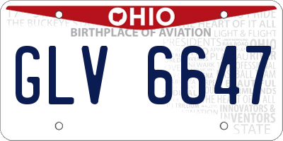 OH license plate GLV6647