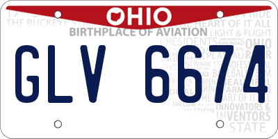 OH license plate GLV6674