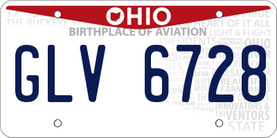 OH license plate GLV6728