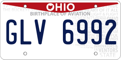 OH license plate GLV6992