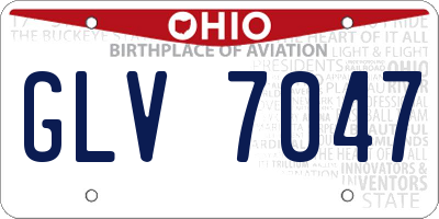 OH license plate GLV7047