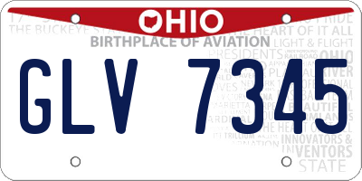 OH license plate GLV7345