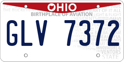 OH license plate GLV7372