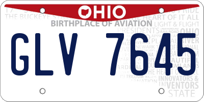 OH license plate GLV7645