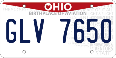 OH license plate GLV7650