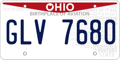 OH license plate GLV7680