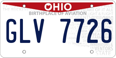 OH license plate GLV7726