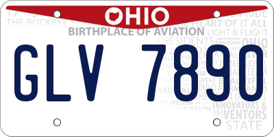 OH license plate GLV7890
