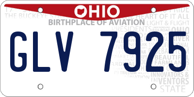 OH license plate GLV7925