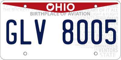 OH license plate GLV8005