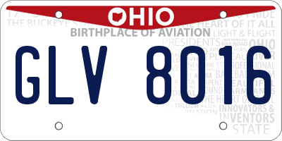 OH license plate GLV8016