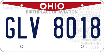 OH license plate GLV8018