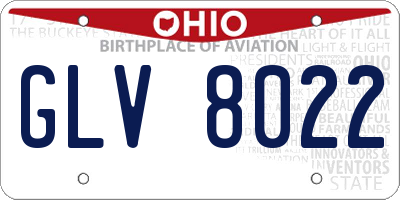 OH license plate GLV8022