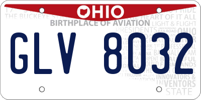 OH license plate GLV8032