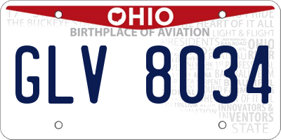 OH license plate GLV8034