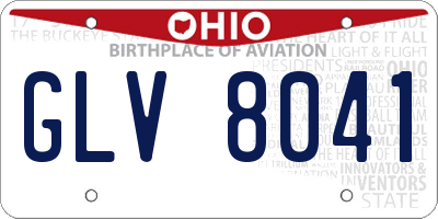 OH license plate GLV8041