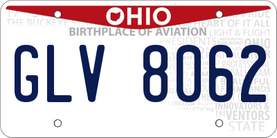 OH license plate GLV8062
