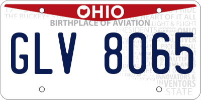 OH license plate GLV8065
