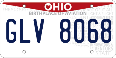 OH license plate GLV8068