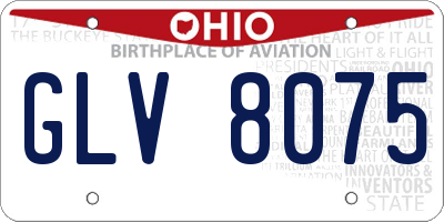 OH license plate GLV8075