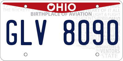 OH license plate GLV8090