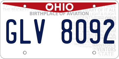OH license plate GLV8092