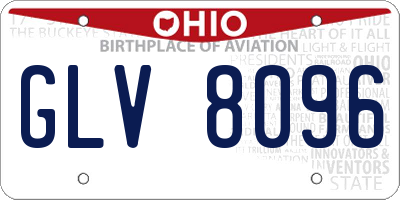 OH license plate GLV8096