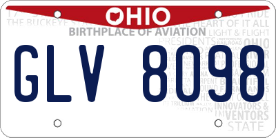 OH license plate GLV8098