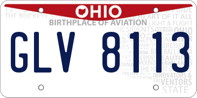 OH license plate GLV8113