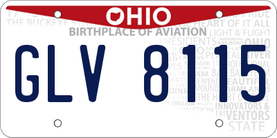 OH license plate GLV8115