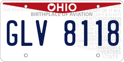 OH license plate GLV8118
