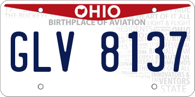 OH license plate GLV8137