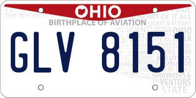 OH license plate GLV8151