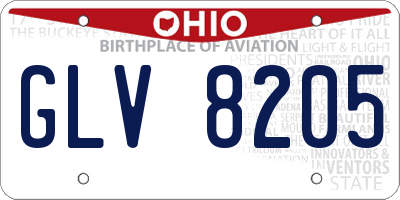 OH license plate GLV8205