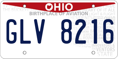 OH license plate GLV8216