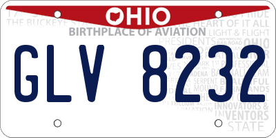 OH license plate GLV8232