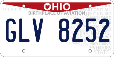 OH license plate GLV8252