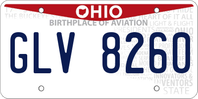 OH license plate GLV8260