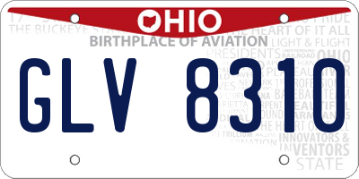 OH license plate GLV8310