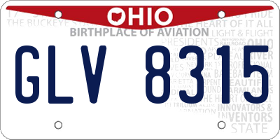 OH license plate GLV8315